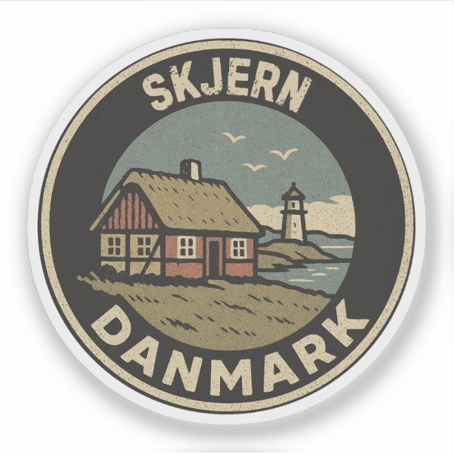 Pegatina Skjern, Dinamarca Danmark (Anverso)