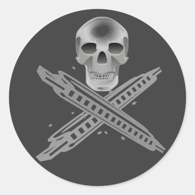 Pegatina Skull and Harpbone (Anverso)
