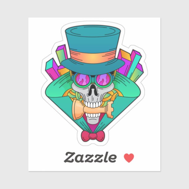 Pegatina Skull en ajedrez con pieza de ajedrez Rook (Hoja)