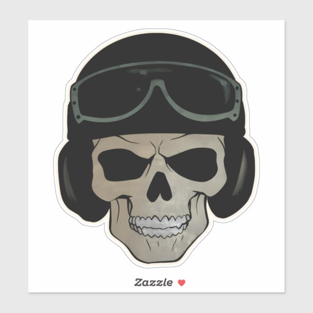 Pegatina Skull piloto (Hoja)