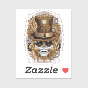 Pegatina Skull Steampunk Voodoo Retro Machine