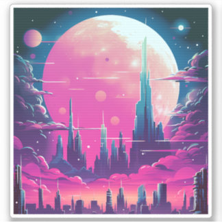 Pegatina Skyline Synthwave