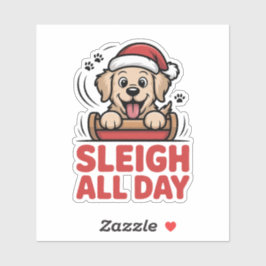 Pegatina Sleigh All Day - Golden Retriever Holiday