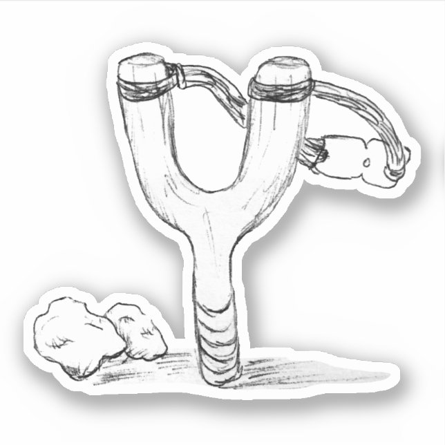 Pegatina Sling Shot y Rocks Sketch (Anverso)