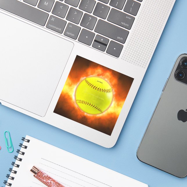 Pegatina SlipperyJoe's artistic Softball on fire gay gifts  (Ordenado portátil con iPhone)