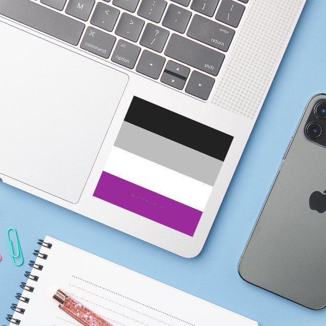 Pegatina SlipperyJoe's asexual pride flag emphasizing inclu (Ordenado portátil con iPhone)