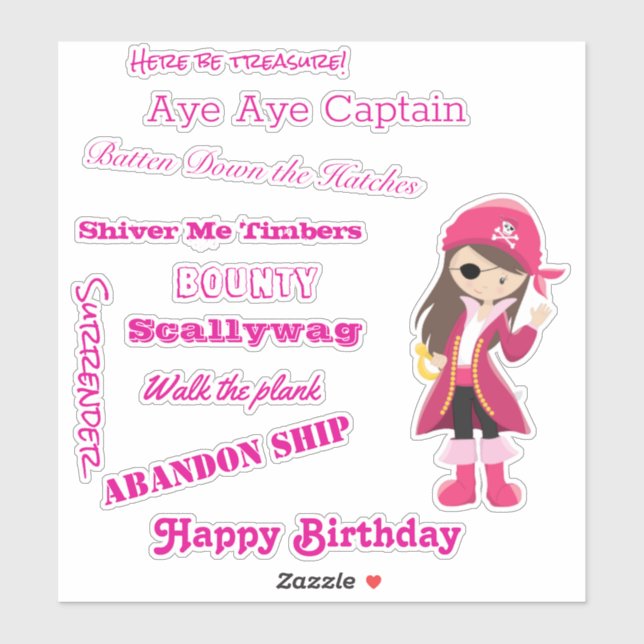 Pegatina Slogan del Chica pirata (Hoja)