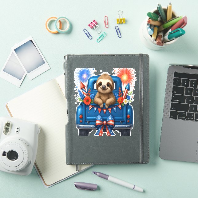 Pegatina Sloth 4 de julio Estados Unidos (Funda para iPad)