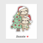 Pegatina Sloth Christmas Tree Navidades Animales Sloths<br><div class="desc">Las Sloths se parecen a un árbol de Navidad. Con luces de hadas y gorras de Santa,  son perfectos para los Navidades. Cada amante eslovaco está contento con los lindos animales para las vacaciones</div>