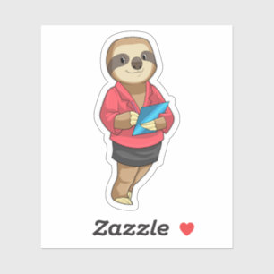 Pegatina Sloth como secretario con Notepad