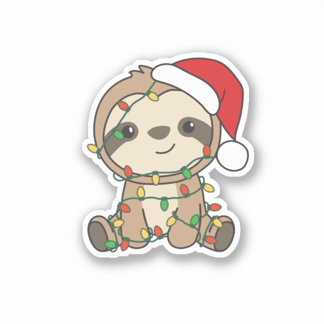 Pegatina Sloth Navidades Winter Animals Sloths (Anverso)