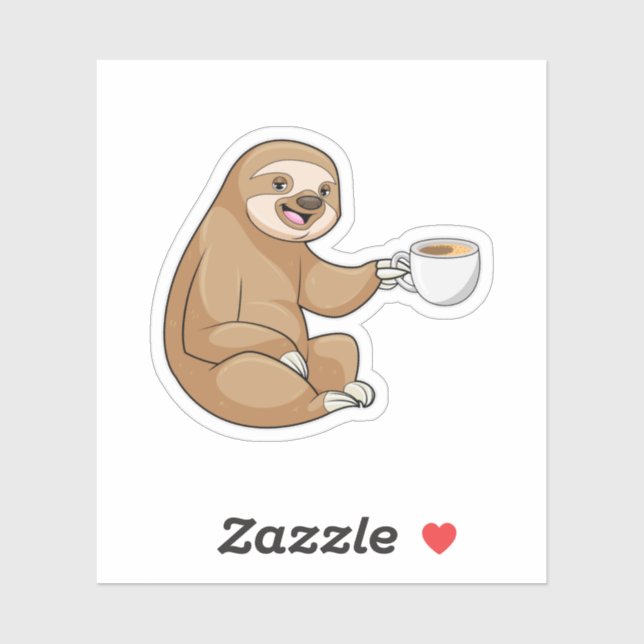 Pegatina Sloth with Cup (Hoja)