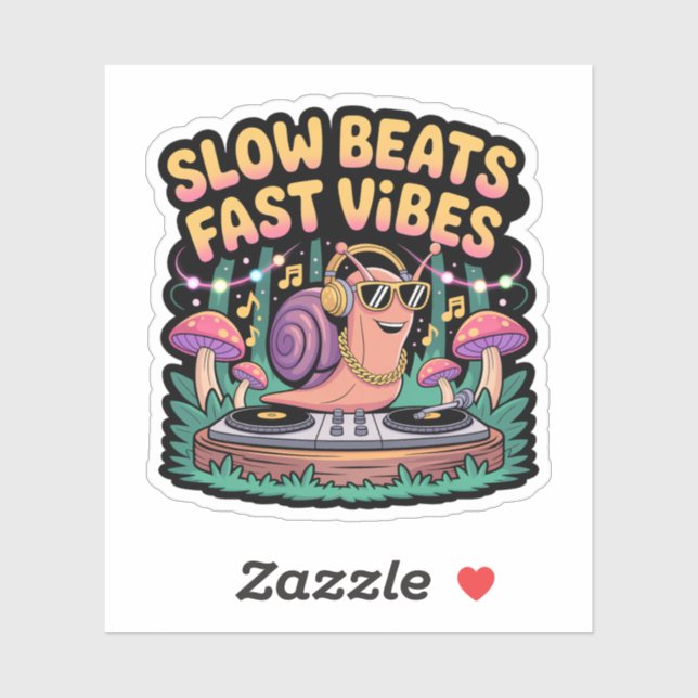 Pegatina Slow Beats Fast Vibes Funky DJ Snack (Hoja)