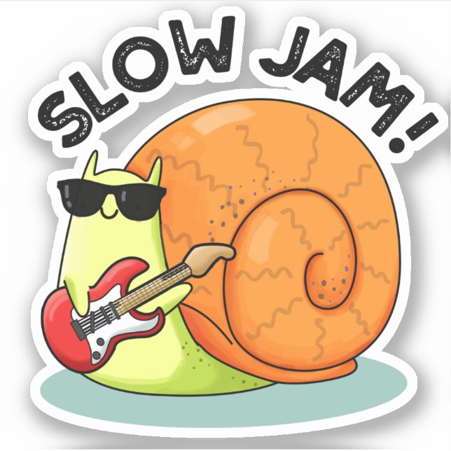 Pegatina Slow Jam Funny Music Animal Pun (Anverso)