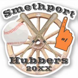Pegatina Smethport Hubbers #1 Ventilador Béisbol y Bate