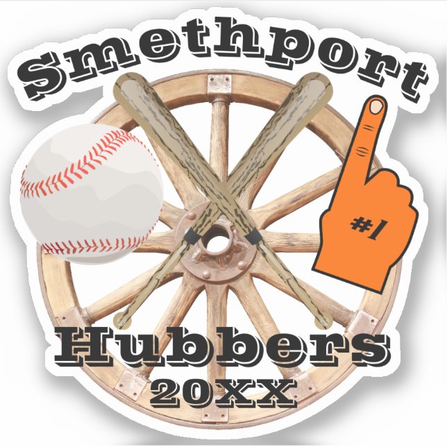 Pegatina Smethport Hubbers #1 Ventilador Béisbol y Bate (Anverso)
