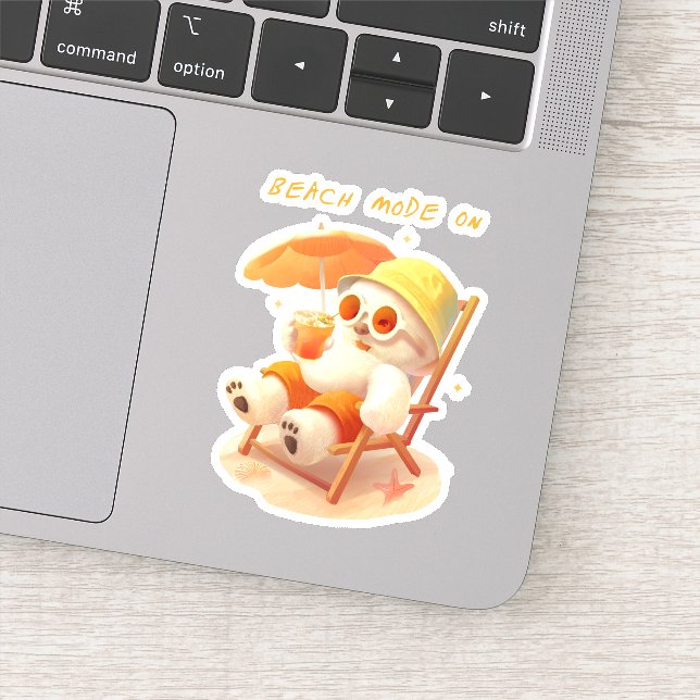 Pegatina Smile Pup: Beach Mode On Smiling Bichon Frise (Detalle)