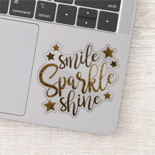Pegatina Smile Sparkle Shine Purpurina de oro