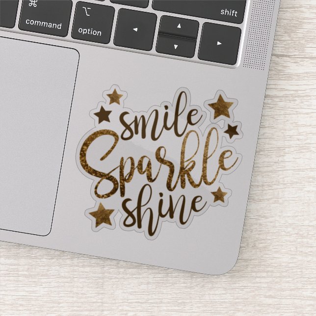 Pegatina Smile Sparkle Shine | Purpurina de oro (Detalle)
