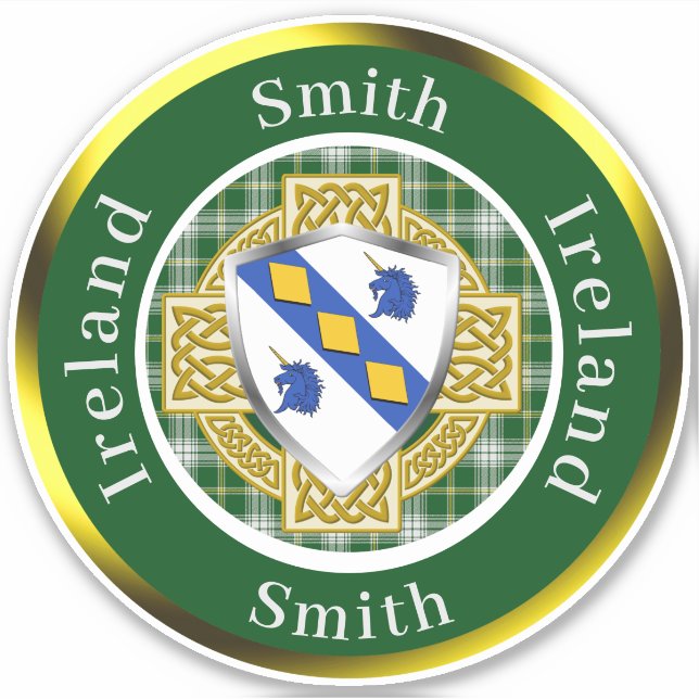 Pegatina Smith Irish Shield/Celtic Cross Personalizado (Anverso)