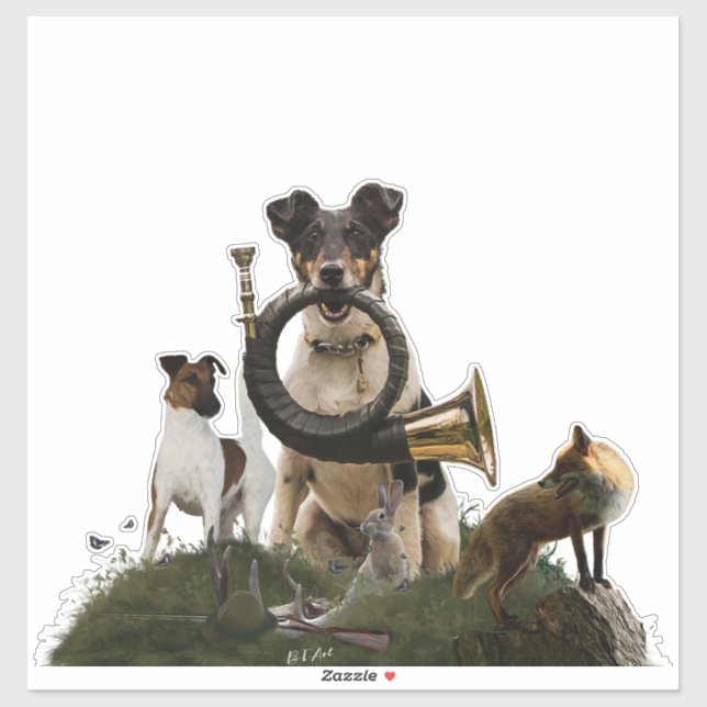 Pegatina Smooth Fox Terrier (Hoja)