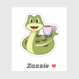 Pegatina Snake con copa de café