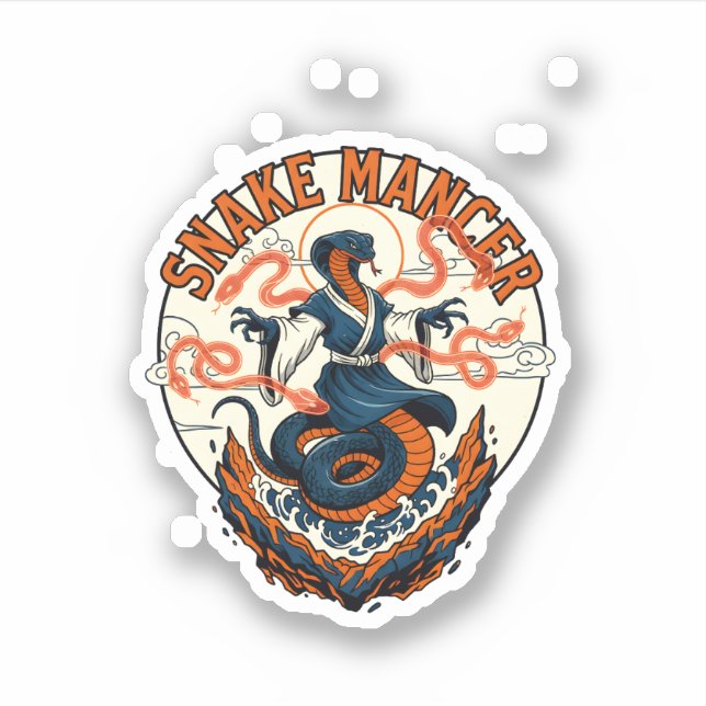Pegatina Snake Mancer Mystic Cobra Fantasy Art Design (Anverso)