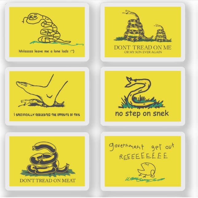Pegatina Snekright gadsden flag parody memes x6 (Anverso)