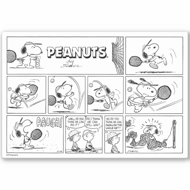 Pegatina Snoopy Juega Al Tenis (Anverso)