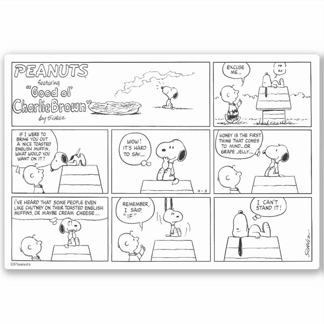 Pegatina Snoopy y Charlie Brown | Muffin inglés (Anverso)