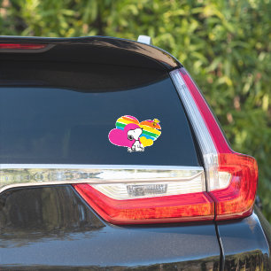 Pegatina Snoopy y Woodstock   Corazones arcoiris