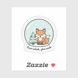 Pegatina Snow Outside Glow Inside Fox Sticker | Winter Snow