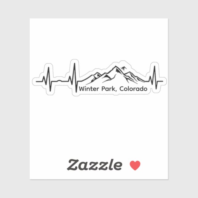 Pegatina Snowboarding Winter Park Heartbeat (Hoja)