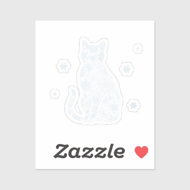 Pegatina Snowflake Kitty — Minimalist Winter Cat Sticker (Hoja)