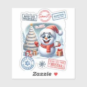 Pegatina Snowman celebra a los Navidades con regalos