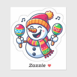 Pegatina Snowman celebra Navidades con Maracas