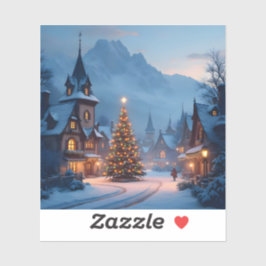 Pegatina Snowy Eve In The Square - Square Vinyl