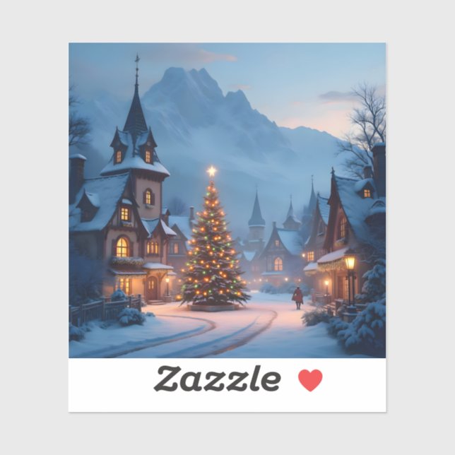 Pegatina Snowy Eve In The Square - Square Vinyl (Hoja)