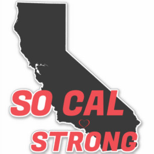 Pegatina SO CAL FUERTE Corazón de Contorno de CA de negro r