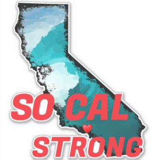 Pegatina SO CAL FUERTE Red Blk CA Contorno Océano Sólido Co