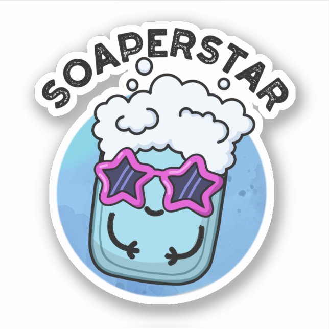 Pegatina Soaperstar Funny Superstar Soap Pun (Anverso)