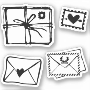 Pegatina Sobre carta de amor corazón sello swak beso paquet