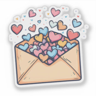 Pegatina Sobre lindo lleno de El día de San Valentín de cor