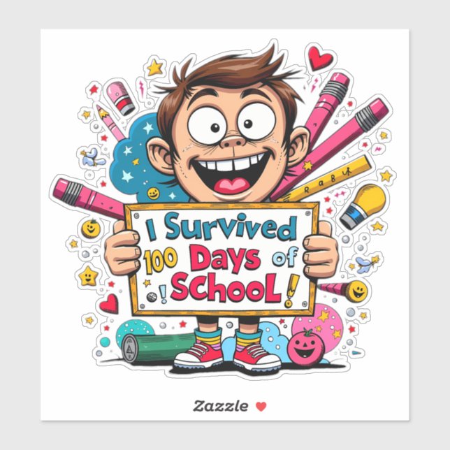 Pegatina Sobreviví a 100 días de colegio (Hoja)