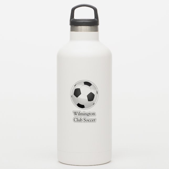 Pegatina Soccer Club nombre equipo Ball Vinyl (Botella de agua)