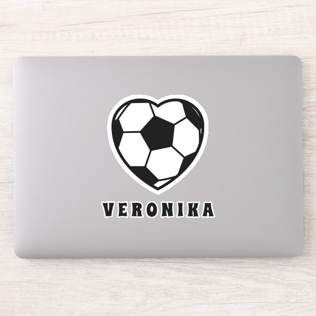 Pegatina Soccer Love Heart Shaped Ball & Chica Name Sporty (Ordenador)