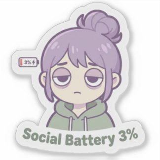 Pegatina Social Battery 3% Cute Aesthetic Sticker