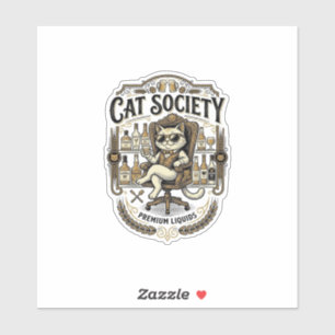 Pegatina Sociedad de Gatos Alcohol de Bar Humor Vintage Vec