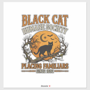 Pegatina Sociedad Humanitaria del Gato Negro Halloween Luna