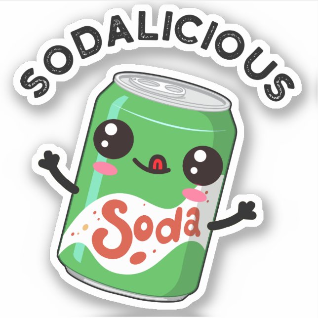 Pegatina Soda-licious Funny Soda Pop Pun (Anverso)